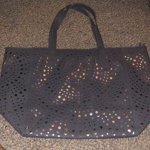 Grey and Rose Gold tote with zipper